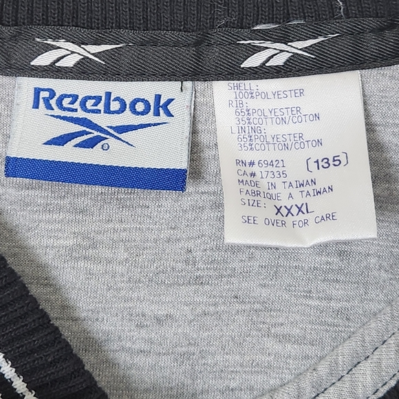 REEBOK Black & White Embroidered Logo Lined Pop Over size XXXL - Picture 4 of 10